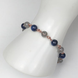 Kyanite and Labradorite Handlinked Copper Bracelet