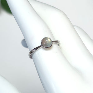 Labradorite Simple Stainless Steel Adjustable Ring