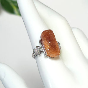 Raw Sunstone Stainless Steel Adjustable Ring