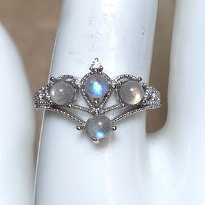Labradorite Crown Stainless steel Adjustable Ring
