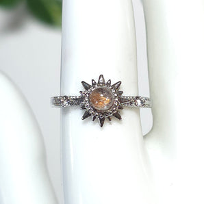 Garden Quartz Sun Stainless Steel Adjustable Ring