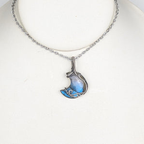 Labradorite Moon Sterling Silver Pendant