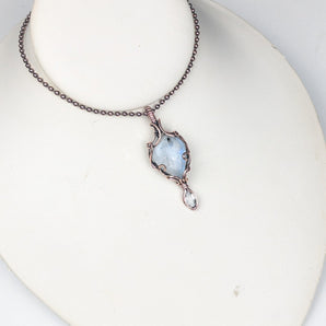 Rainbow Moonstone And White Topaz Ethereal Pendant
