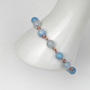 Larimar Aquamarine and Rainbow Moonstone Bracelet
