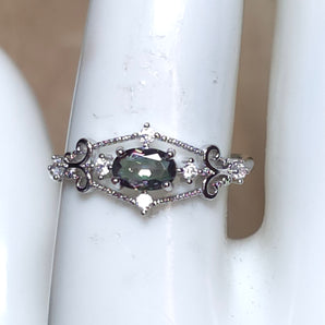 Mystic Topaz Princess Stainless steel Adjustable Ring