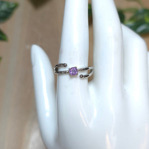 Amethyst Stainless steel Adjustable Ring