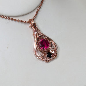 Ruby And Black Spinel Copper Pendant