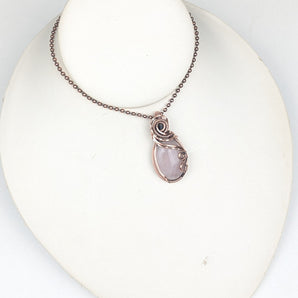 Rose Quartz Coiled Swirl Pendant