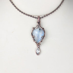 Rainbow Moonstone And White Topaz Ethereal Pendant