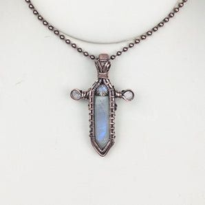 Rainbow Moonstone Sword Pendant