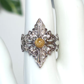 Citrine Decorative Stainless Steel Adjustable Ring
