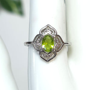 Green Peridot Decorative Stainless Steel Adjustable Ring