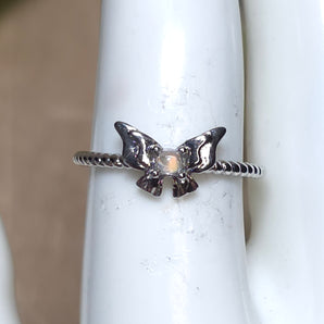 Opal Butterly Stainless steel Adjustable Ring