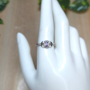 Amethyst Stainless steel Adjustable Ring