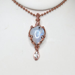 Rainbow Moonstone And White Topaz Pendant