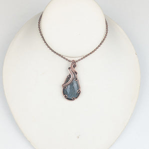 Labradorite Tear Drop Copper Pendant