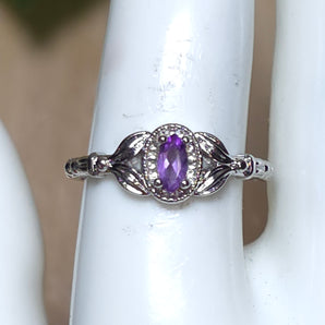 Amethyst Stainless steel Adjustable Ring