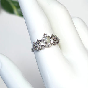 Opal Crown Stainless Steel Adjustable Ring