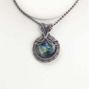 Faceted Labradorite Front Weave Pendant