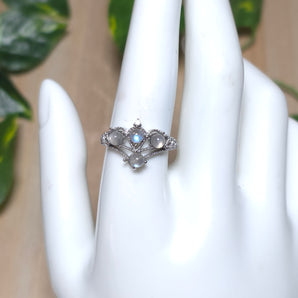 Labradorite Crown Stainless steel Adjustable Ring