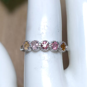 Tourmaline band Stainless steel Adjustable Ring