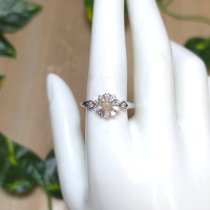 Opal Flower Stainless steel Adjustable Ring