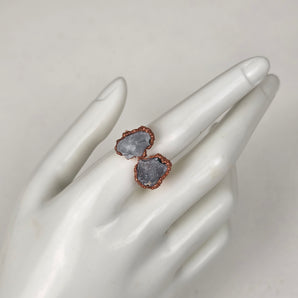 Celestite Double Crystal Raw Alchemy Ring