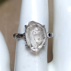 Raw Oil Herkimer Stainless steel Adjustable Ring