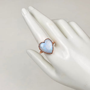 Rainbow Moonstone heart alchemy ring