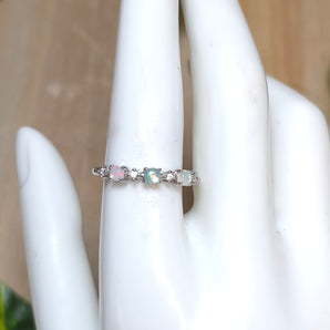 Opal Stainless steel Adjustable Ring
