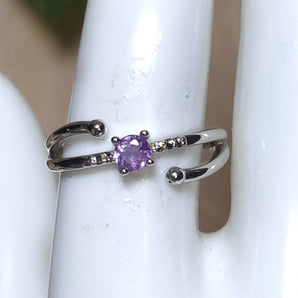 Amethyst Stainless steel Adjustable Ring