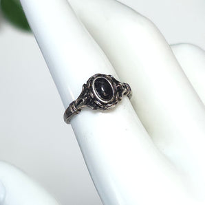 Black Spinel Decorative Stainless Steel Adjustable Ring