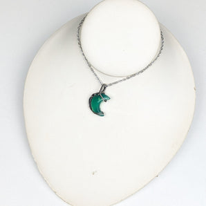 Green Onyx Moon Sterling Silver Pendant