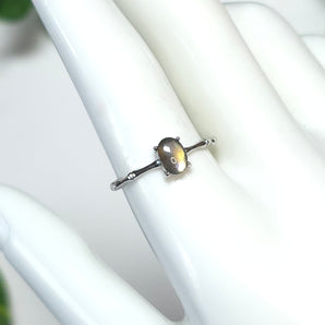 Labradorite Simple Stainless Steel Adjustable Ring