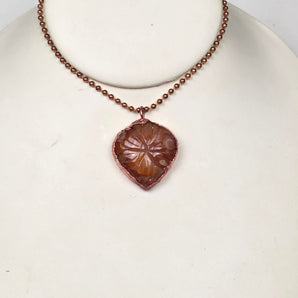 Carnelian carved Flower Alchemy Pendant