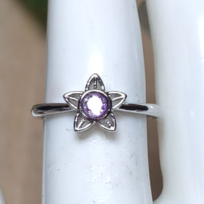 Amethyst Star Stainless steel Adjustable Ring