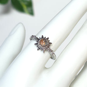 Garden Quartz Sun Stainless Steel Adjustable Ring