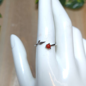 Red Agate Mermaid tail Stainless steel Adjustable Ring