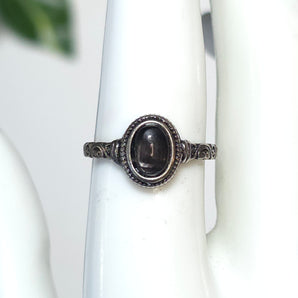 Black Spinel Band Stainless Steel Adjustable Ring