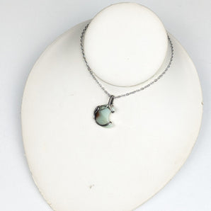 Chrysoprase Moon Sterling Silver Pendant