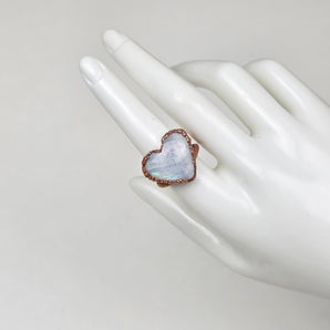 Rainbow Moonstone double band heart alchemy ring