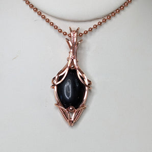 Black Agate Copper Pendant