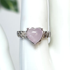 Kunzite Heart Stainless Steel Adjustable Ring