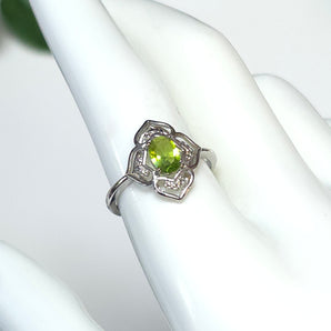 Green Peridot Decorative Stainless Steel Adjustable Ring