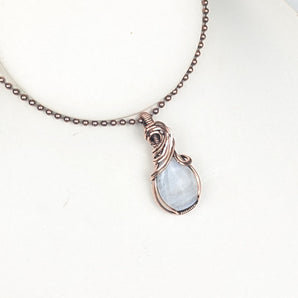 Rainbow Moonstone Tear Drop in Copper