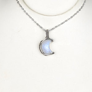 Moonstone Moon Sterling SIlver Pendant