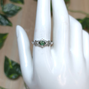 Green Tourmaline Princess Stainless steel Adjustable Ring