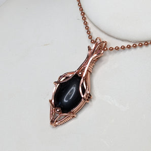 Black Agate Copper Pendant