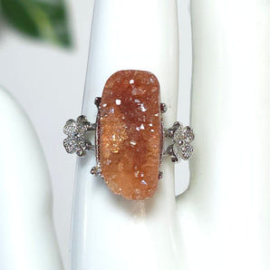 Raw Sunstone Stainless Steel Adjustable Ring