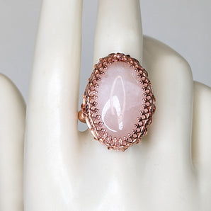 Rose Quartz Gallery Wire Ring